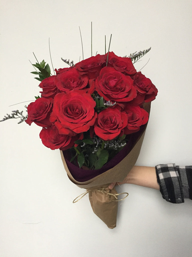 A Dozen Roses Wrapped – Ithaca Flower Shop